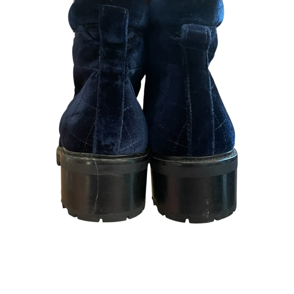 SANDRO Paris Aron Blue Quilted Velvet Combat Hiker Boots - Picture 13 of 15